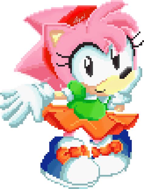 Download Classic Amy Rose In Pixelart S Style We Still Want Classic Amy Sonic Mania Png Image