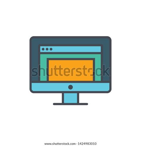 Computer Full Screen Vector Icon Stock Vector Royalty Free 1424983010