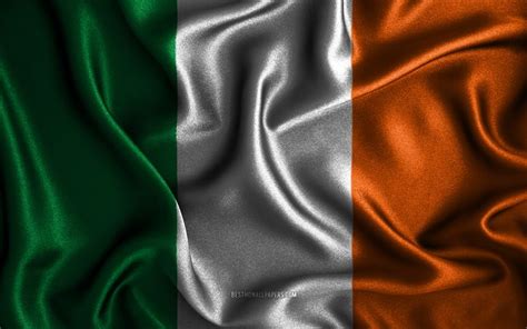 Download Wallpapers Irish Flag 4k Silk Wavy Flags European Countries