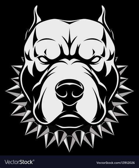 Vector Illustration Angry Pitbull Mascot Head On A White Background