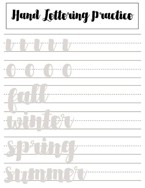 Hand Lettering Practice Sheets For Beginners Brush Lettering Practice