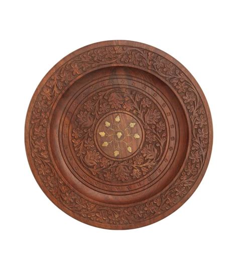 Floral Wooden Plate Hand Craved Wooden Plates From Nepal