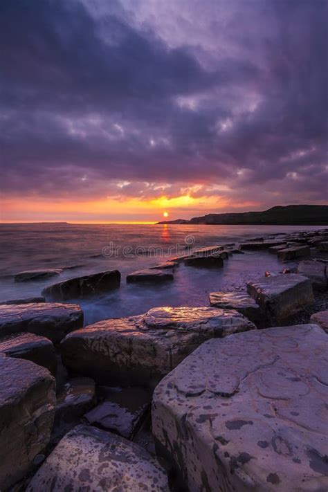 Rocky Dorset Coastline At Sunset Stock Image Image Of Dorset Rock