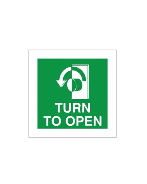 Turn To Open Anti Clockwise Instruction Sign 100mm X 100mm Unifire
