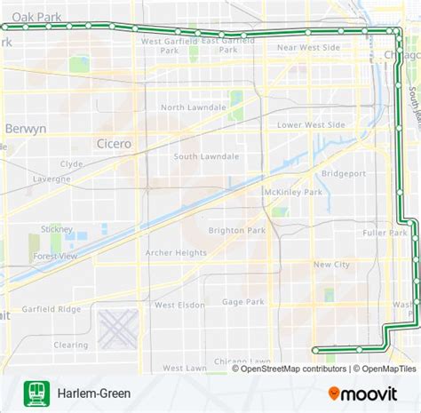 Green Line Route Schedules Stops And Maps Towards Harlemlake Updated
