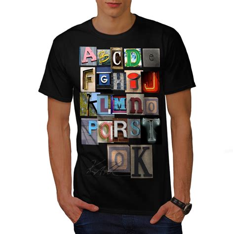Wellcoda Alphabet Letters Mens T Shirt Letter Graphic Design Printed