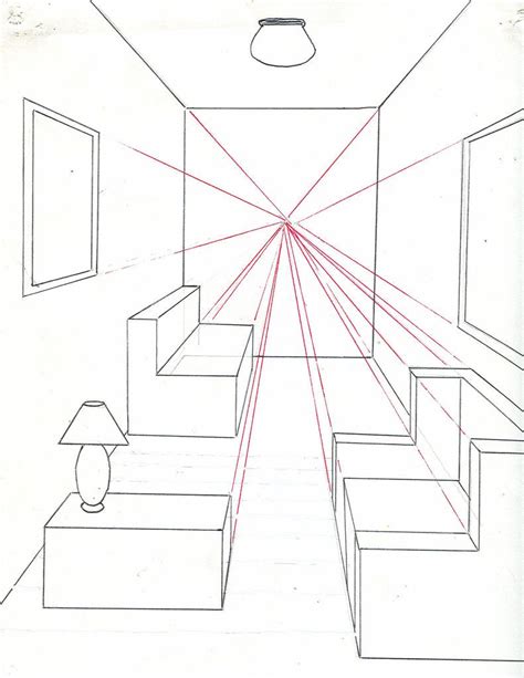 How To Draw A Room Using One Point Perspective Perspective Drawing