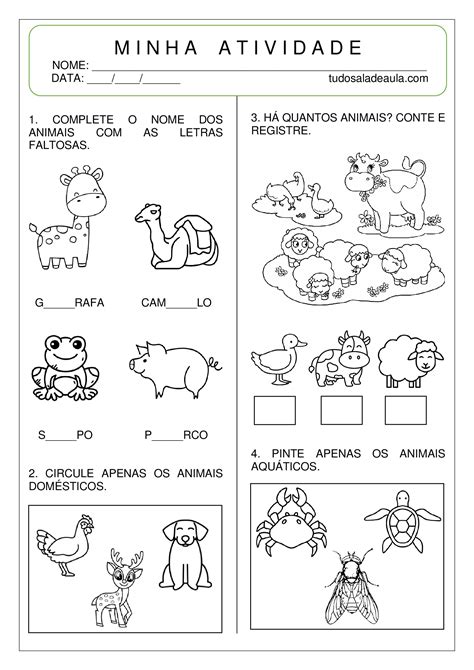 Atividade Sobre Os Animais Educação Infantil