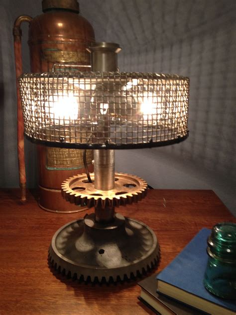 Steampunk Table Lamp Repurposed From Reclaimed Industrial Scrap And