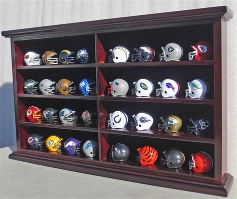 32 Pocket Pro Mini Football Helmet Display Case Cabinet Holders Rack W