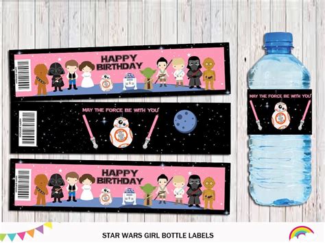Star Wars Girl Water Bottle Labels Star Wars Printable Party