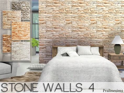 The Sims Resource Stone Walls 4 By Pralinesims • Sims 4 Downloads