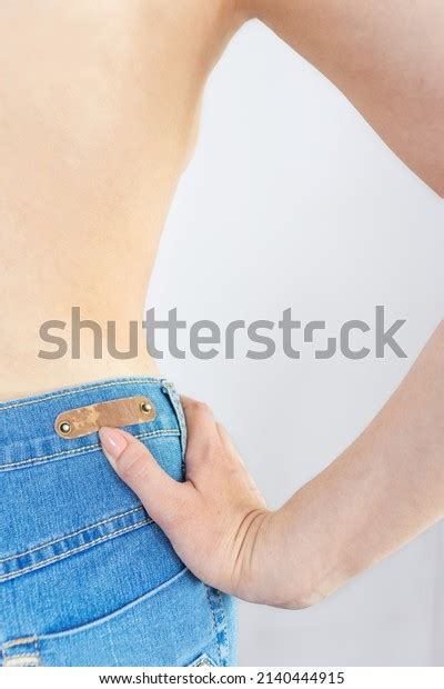 Naked Female Torso Waist Blue Jeans Stock Photo 2140444915 Shutterstock