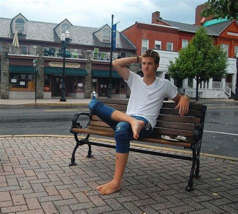 Cute Guy Barefoot Male Feet Street Outfit Barefoot