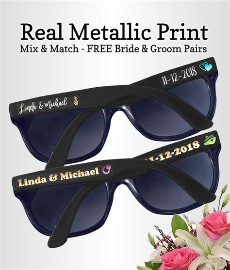 Custom Sunglasses No Minimum Real Metallic Printed Wedding Sunglasses