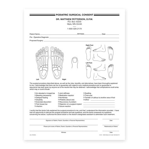 Custom Podiatric Surgical Consent Slips 8 12 X 11 100 Sheets Per Pad