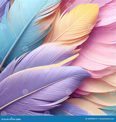 Pastel Feather Dreams Background Made With Generative Ai Stock