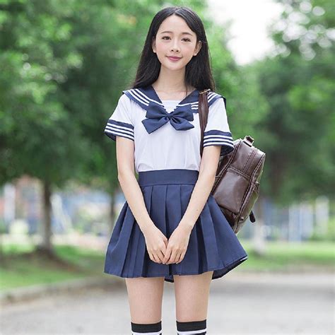School Girls Japanese Sailor Suit Uniform Dress Costumes Mini Skirt Fancy Dress With Exclusive