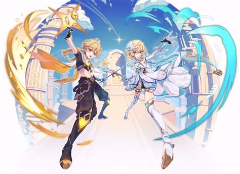 Lumine And Aether 💙💛 In 2021 Impact Anime Character Art