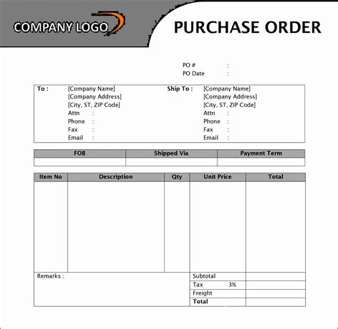 8 Free Excel Purchase Order Template Excel Templates Excel Templates