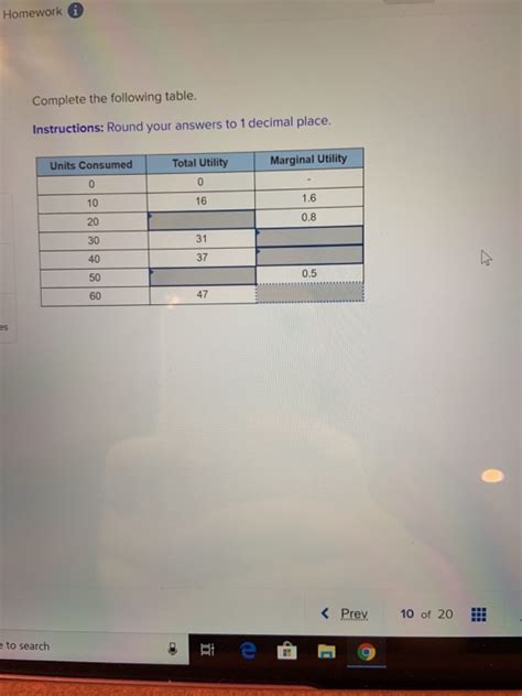 Solved Homework I Complete The Following Table Chegg Com