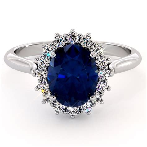 Diana Ring 14k White Gold Blue Sapphire Engagement Ring Blue Etsy