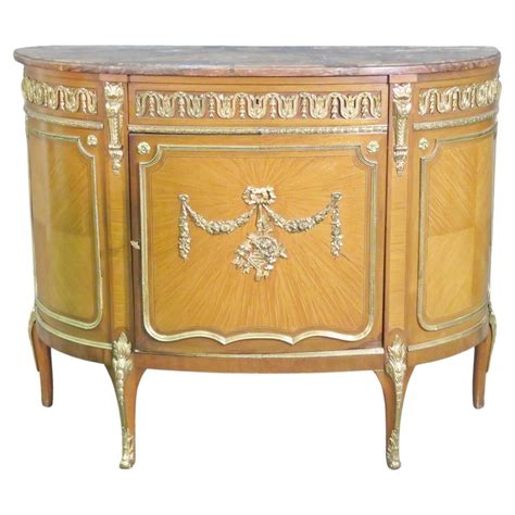 Satinwood Bronze Mounted French Louis Xv Marble Top Commode Circa 1920