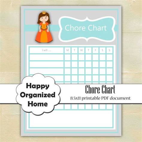 Princess Printable Chore Chart For Kids By Happyorganizedhome 500