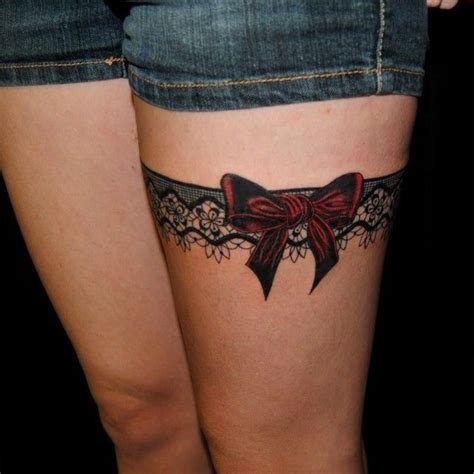 garter tattoo lace thigh tattoos lace bow tattoos lace garter tattoos