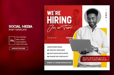 Premium Psd We Are Hiring Or Job Vacancy Social Media Post Template