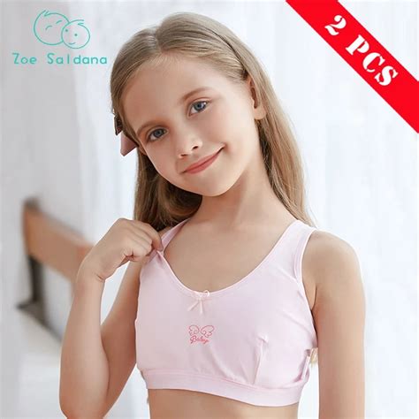 Young Girls First Training Bra Pink White Cotton Solid One Piece Breathable Girl Underwear Teen