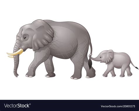 Cute Mother And Baby Elephant Royalty Free Vector Image
