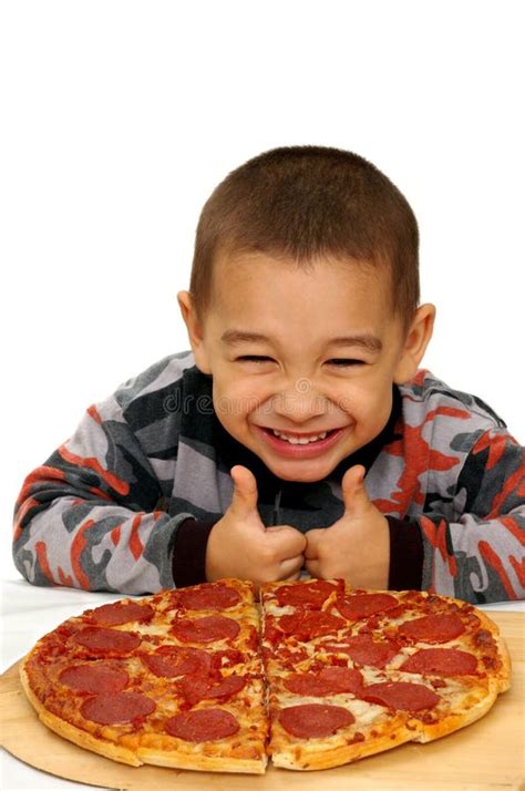 Boy Ready To Eat A Pizza Stock Image Image Of Cheese 5244313