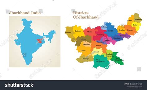 Administrative Political Map State Jharkhand India Stock Vector