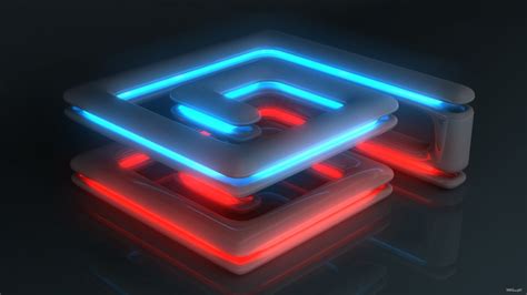 Blue And Red Neon Spiral 3d And Hd Wallpaper