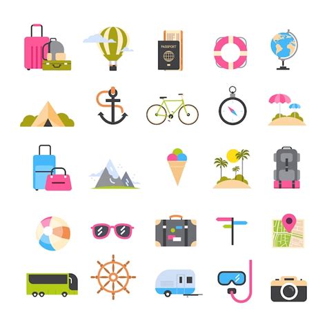 Premium Vector Set Of Icons For Travel And Tourism Active Vacation
