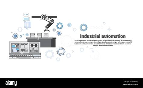 Industrial Automation Industry Production Web Banner Vector