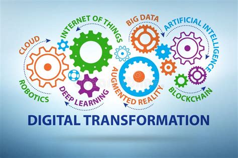 Concept Of Digital Transformation With Various Technologies Stock