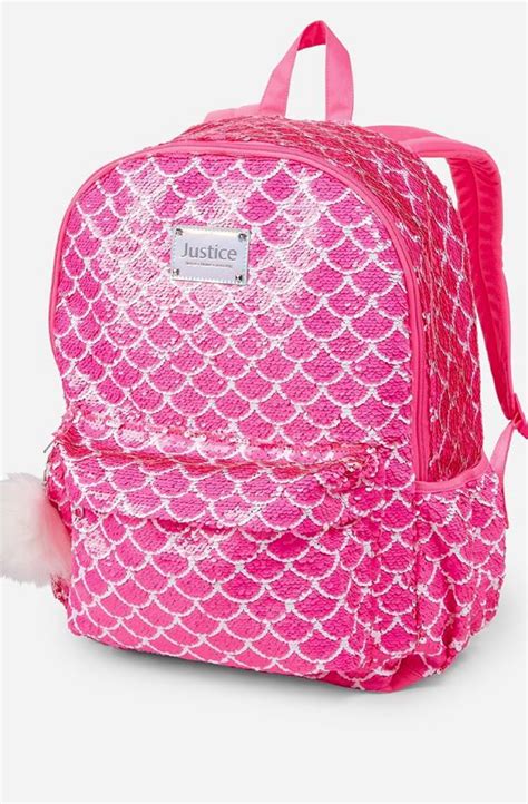 Justice Mermaid Sequin Backpack For Girls Pink Flip Large Back To