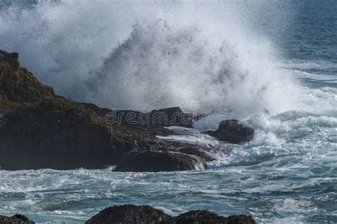 Waves Crashing Against The Shore Of Acadia National Park Maine