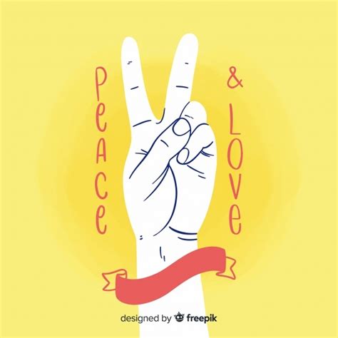 Free Vector Hand Doing The Peace Sign With Hand Drawn Style