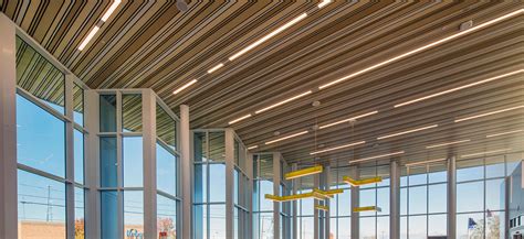 Panels are fixed on the roll formed out of metal coils galvanized coil coated steel or aluminium alloy. Metal Ceilings > Linear
