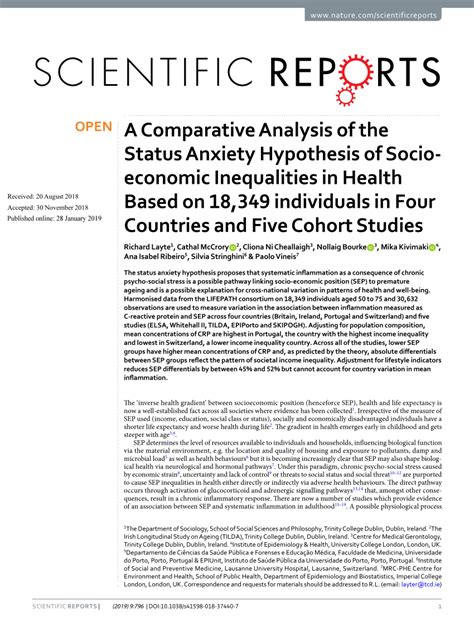 pdf a comparative analysis of the status anxiety hypothesis of socio economic inequalities in