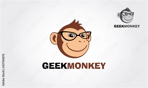Geek Monkey Character Logo Vector Logo Illustration Stock Vector