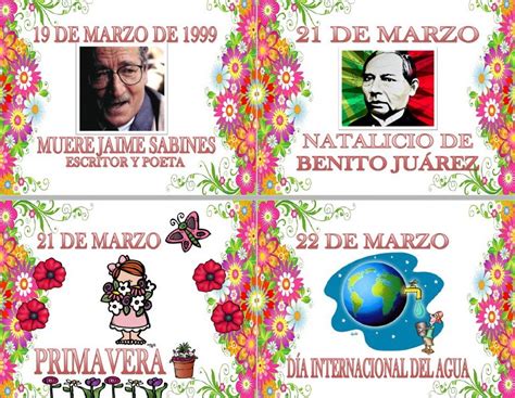 Efemérides Del Mes De Marzo Educación Primaria