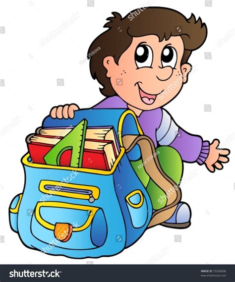 Cartoon Boy School Bag Vector Illustration Stock Vector 73269838