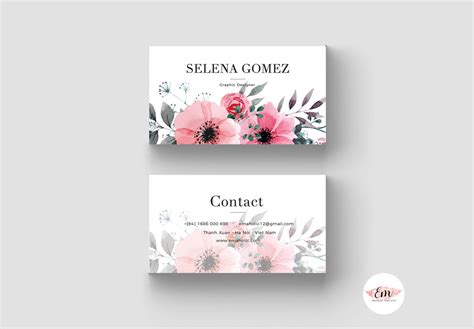 Finding floral business cards that strengthen awareness in beautiful ways. Elegant floral business card template By Emaholic Templates | TheHungryJPEG.com
