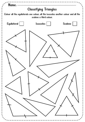 2d Shapes Classifying Triangles Worksheet Teaching Resources