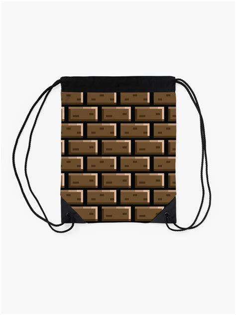 Pixel Brick Wall 8 Bit Drawstring Bag For Sale By Pidesignprints