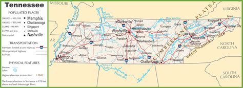 Laminated Map Large Detailed Roads And Highways Map Of Tennessee My